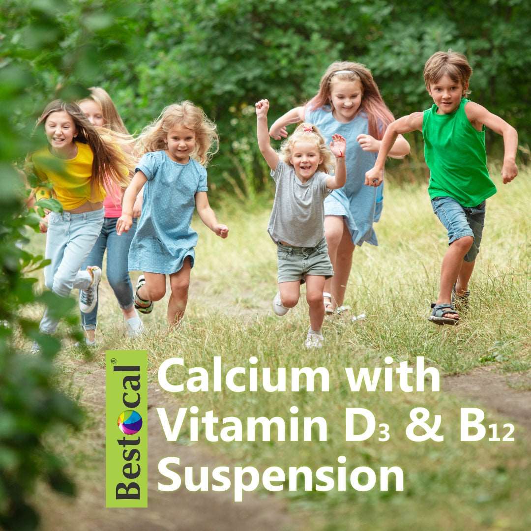 Bestocal calcium with Vitamin D3 & Vitamin B12 Suspension Vanilla Flavour | for Bones and Teeth Strength