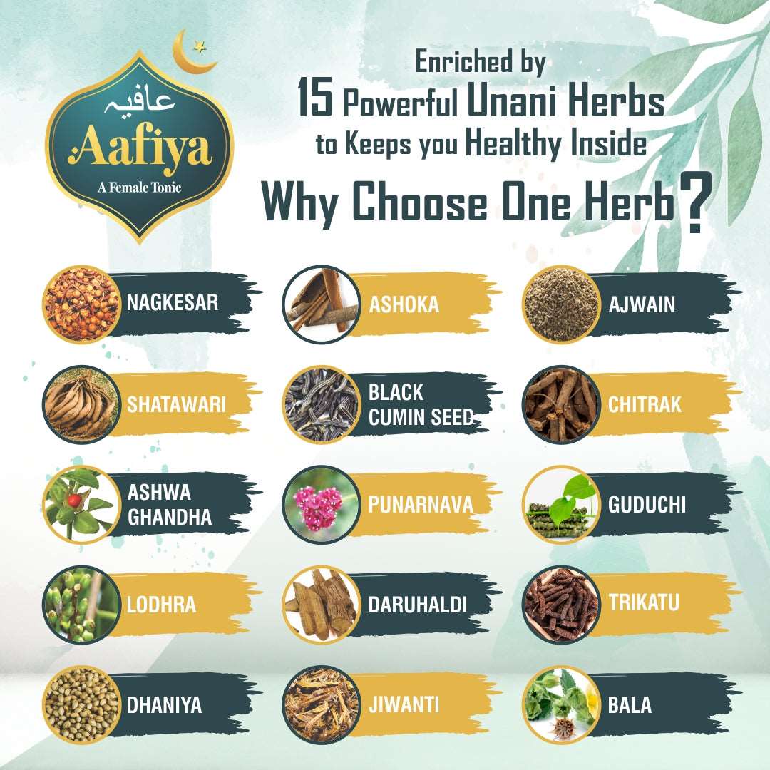 Aafiya UnaniSyrup Formulation For Female Uterine Problems, leukorrhea
