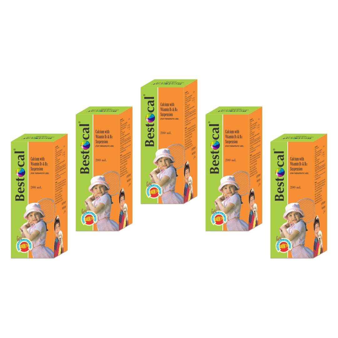 Bestocal calcium with Vitamin D3 & Vitamin B12 Suspension Vanilla Flavour | for Bones and Teeth Strength