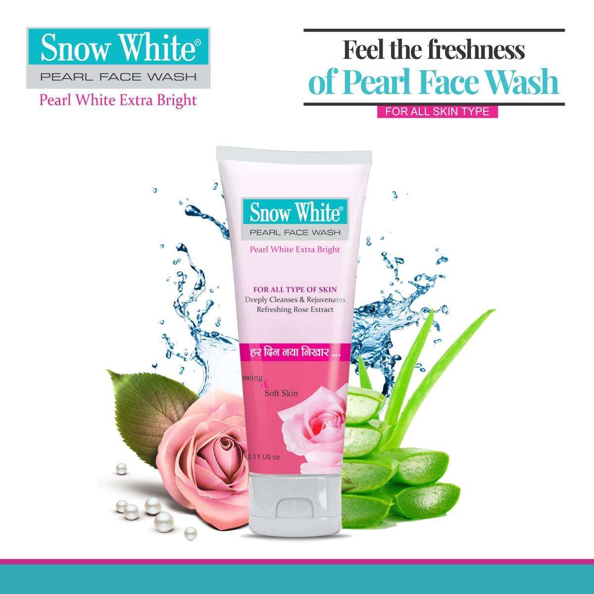 Snow White 2 Cream & 2 Pearl Face Wash for Acne, Dark Circles, Pimples, Black Spots - Olefia Biopharma Limited
