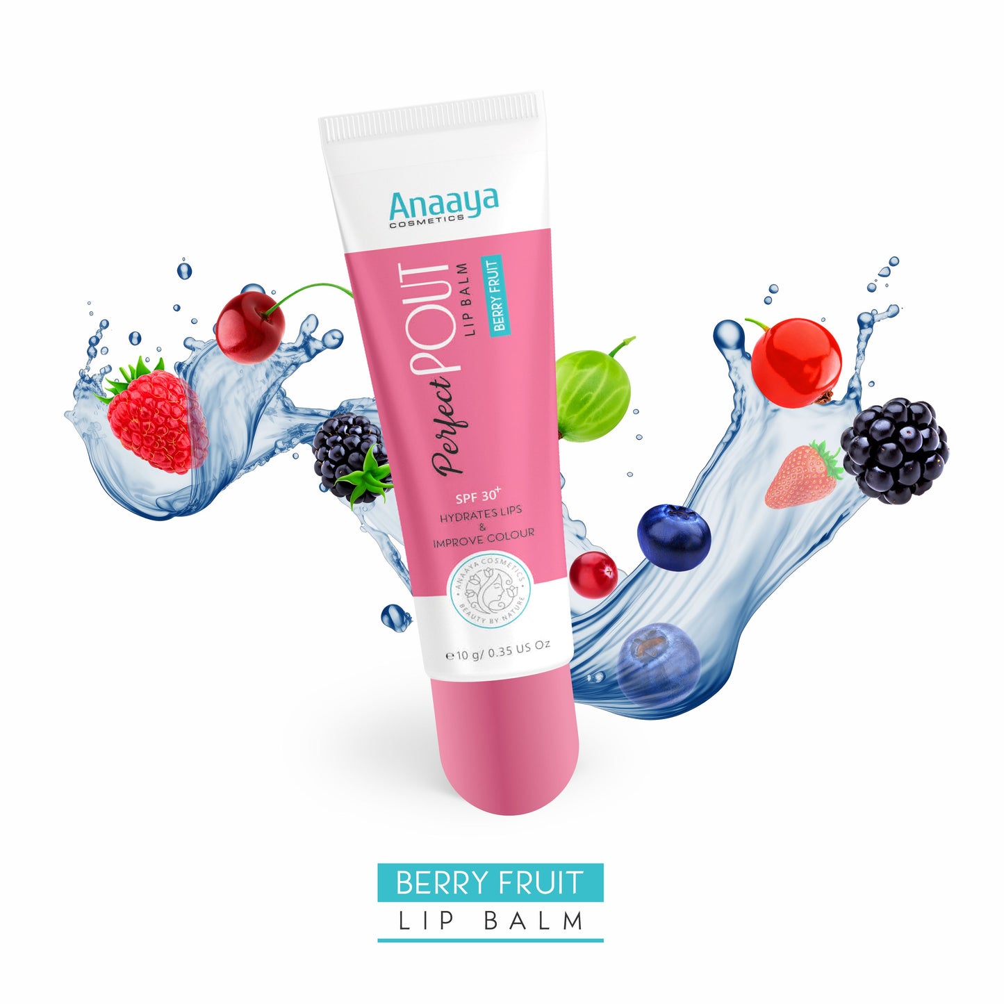 Anaaya Perfect Pout Lip Balm SPF 30 Enriched with Shea and Cocoa Butter Berry Fruit