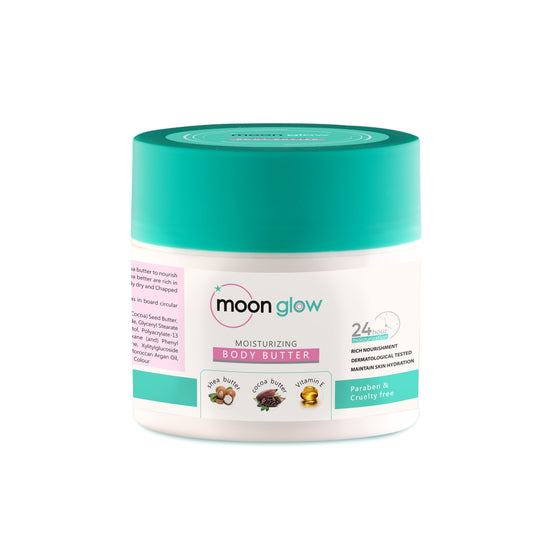 Moon Glow Body Butter | Hydrating & Moisturising Cream | Shea Butter, cocoa butter & Vitamin E | 24 Hr Moisturisation | Fast Absorbing | Perfect Moisture (100g)