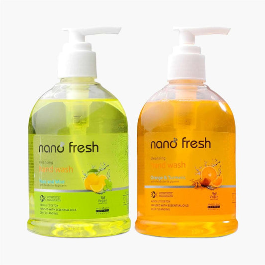 Nano Fresh Yuzu & mint and Orange & turmeric Cleansing Hand Wash 300ml * 2 | Shea Butter and Glycerin | Kills 99.9% Harmful Germs