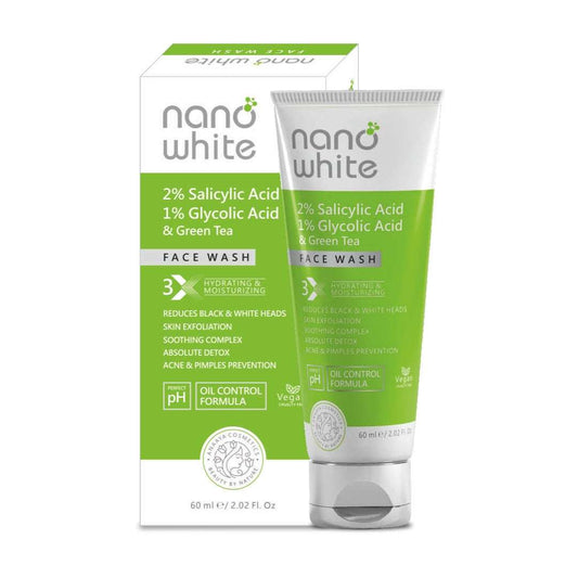 Nano White 2 % Salicylic Acid, 1 % Glycolic Acid & Green Tea Face Wash