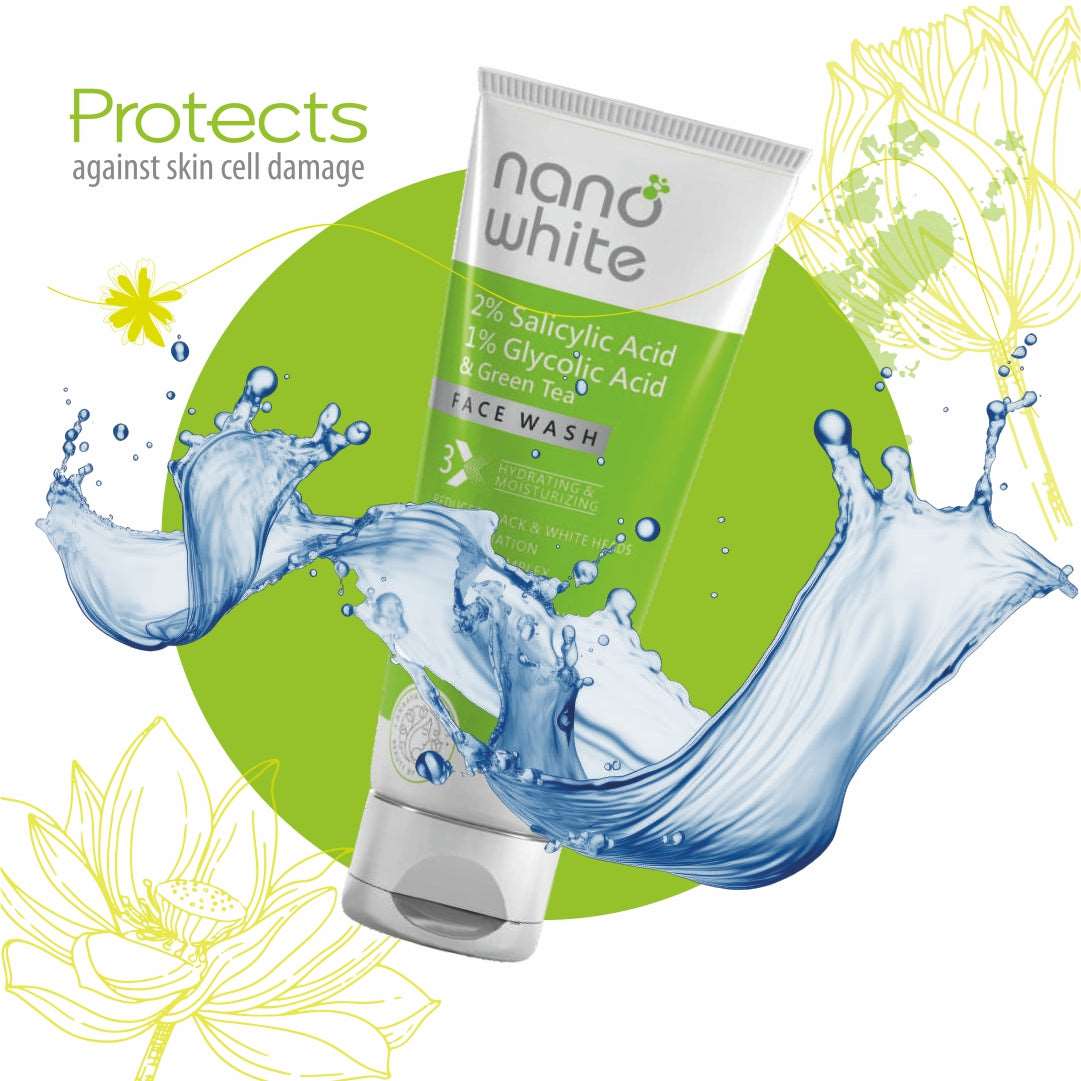 Nano White 2 % Salicylic Acid, 1 % Glycolic Acid & Green Tea Face Wash