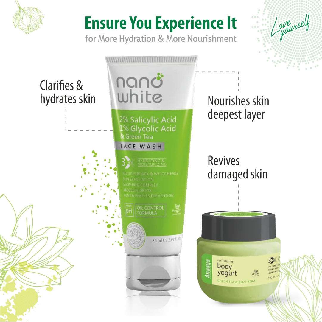 Nano White 2 % Salicylic Acid, 1 % Glycolic Acid & Green Tea Face Wash
