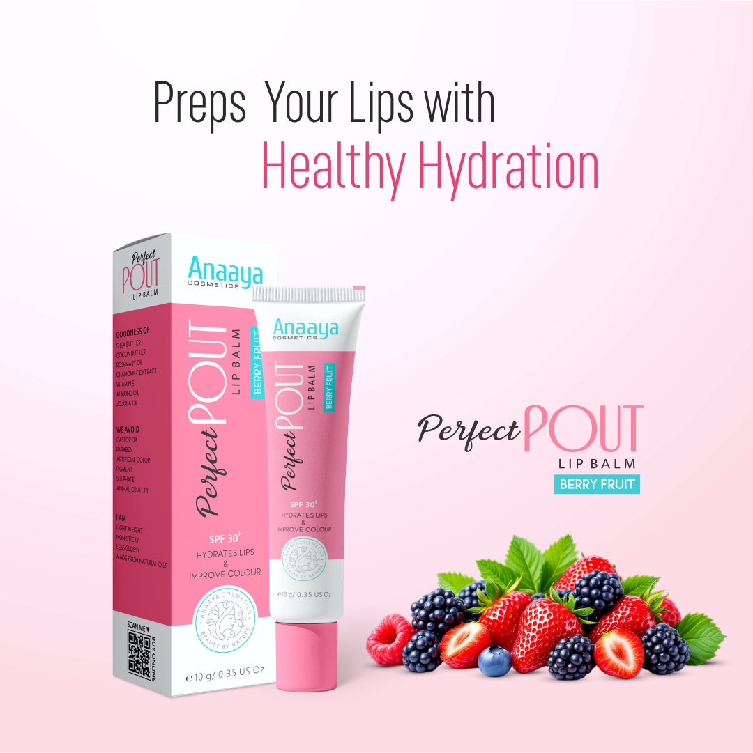 Anaaya Perfect Pout Lip Balm SPF 30 Enriched with Shea and Cocoa Butter Berry Fruit