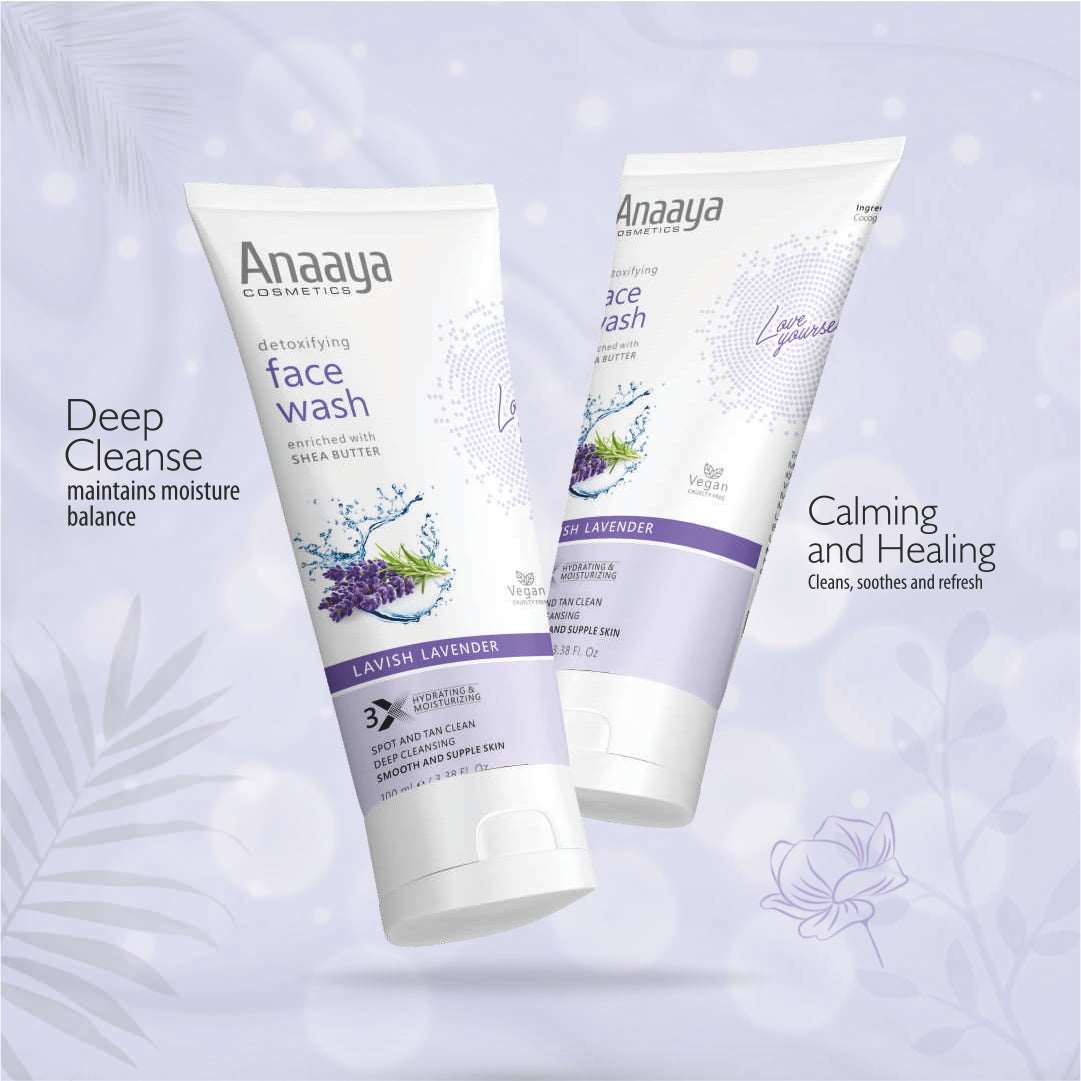 Sun-Kissed Protection Combo: Anaaya Block Star Sunscreen Lotion with Shea Butter & Avocado, SPF 50 PA+++, and Detoxifying Lavish Lavender Face Wash. Deep cleansing with UVA & UVB protection for all skin types