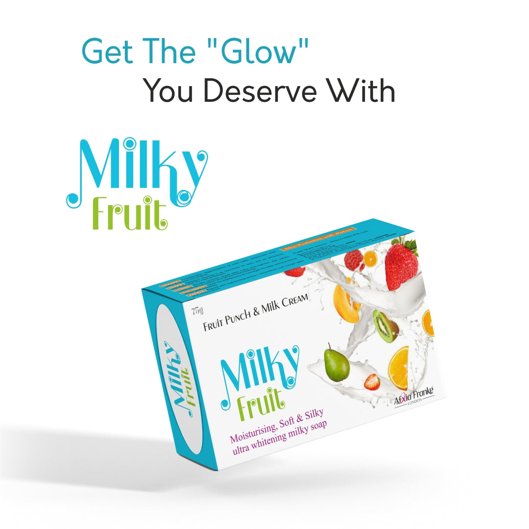 Franke Milky Fruit Soap Blended with Orange, Grape, Lemon, Cucumber & Papaya Extracts with Milky Cream For Bright, Smooth & Healthy Skin (Pack of 3)