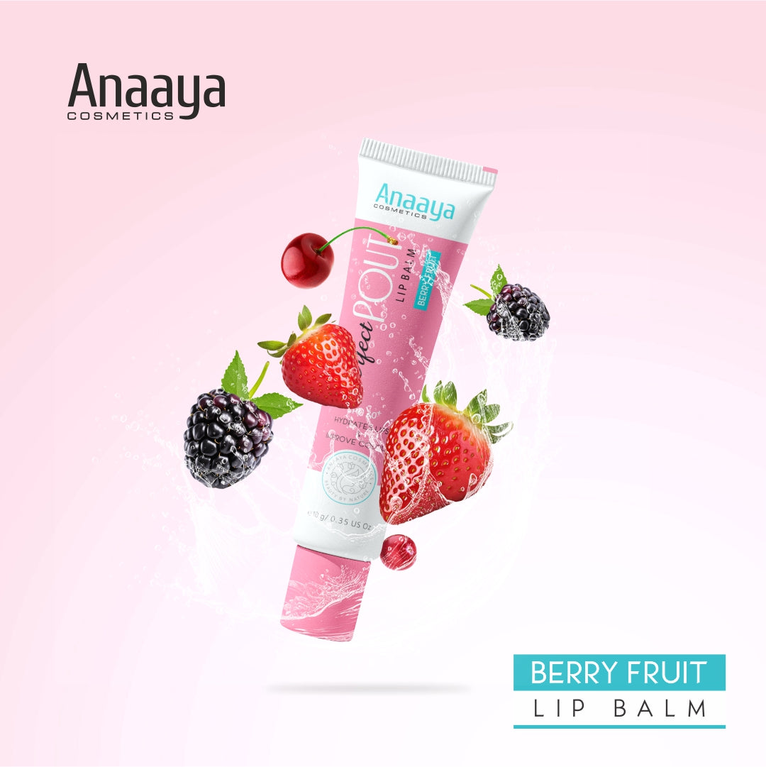 Anaaya Perfect Pout Lip Balm SPF 30 Enriched with Shea and Cocoa Butter Berry Fruit
