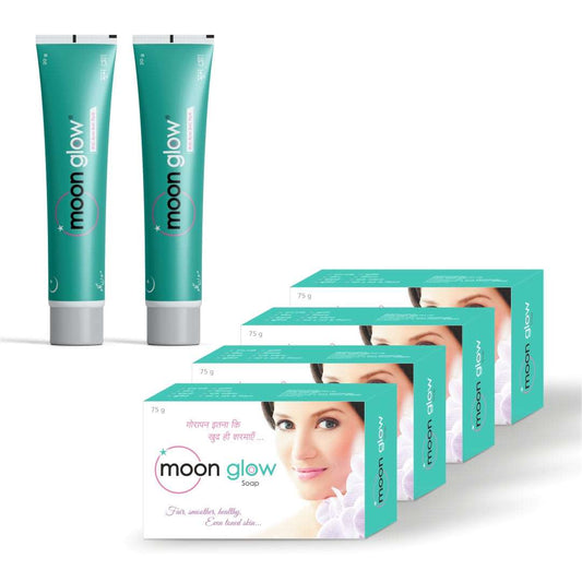 Moon Glow Cream & Soap for Acne, Pimples, Black Spots, Dark Circles, Stretch Marks, Anti-Aging and Fairness (2 Cream + 4 soap)