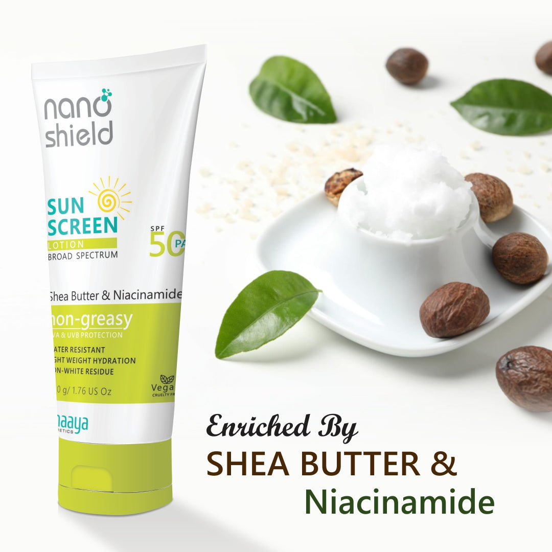 Nano Shield Shea Butter & Niacinamide SPF 50 PA+++ Sunscreen Lotion