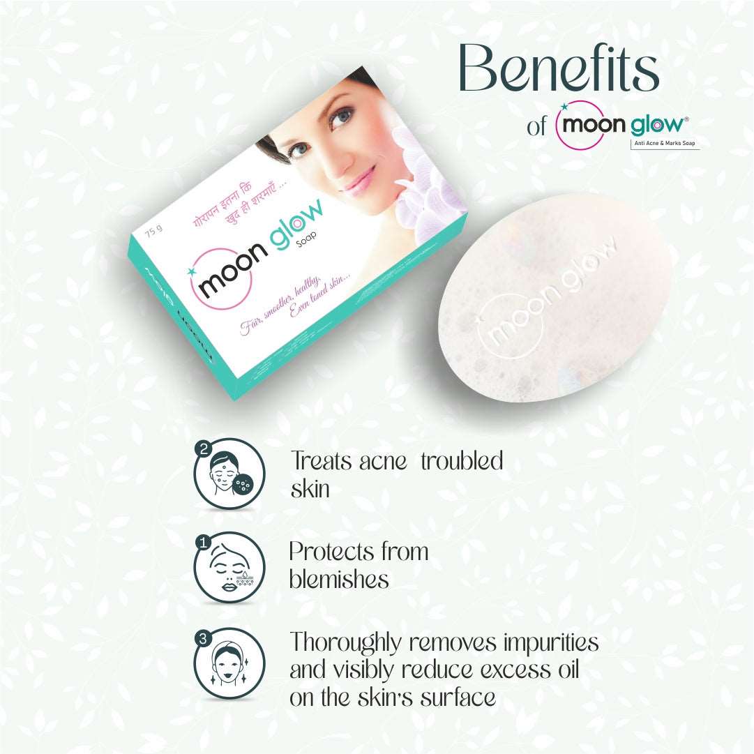 Moon Glow Cream & Soap for Acne, Pimples, Black Spots, Dark Circles, Stretch Marks, Anti-Aging and Fairness (2 Cream + 4 soap)