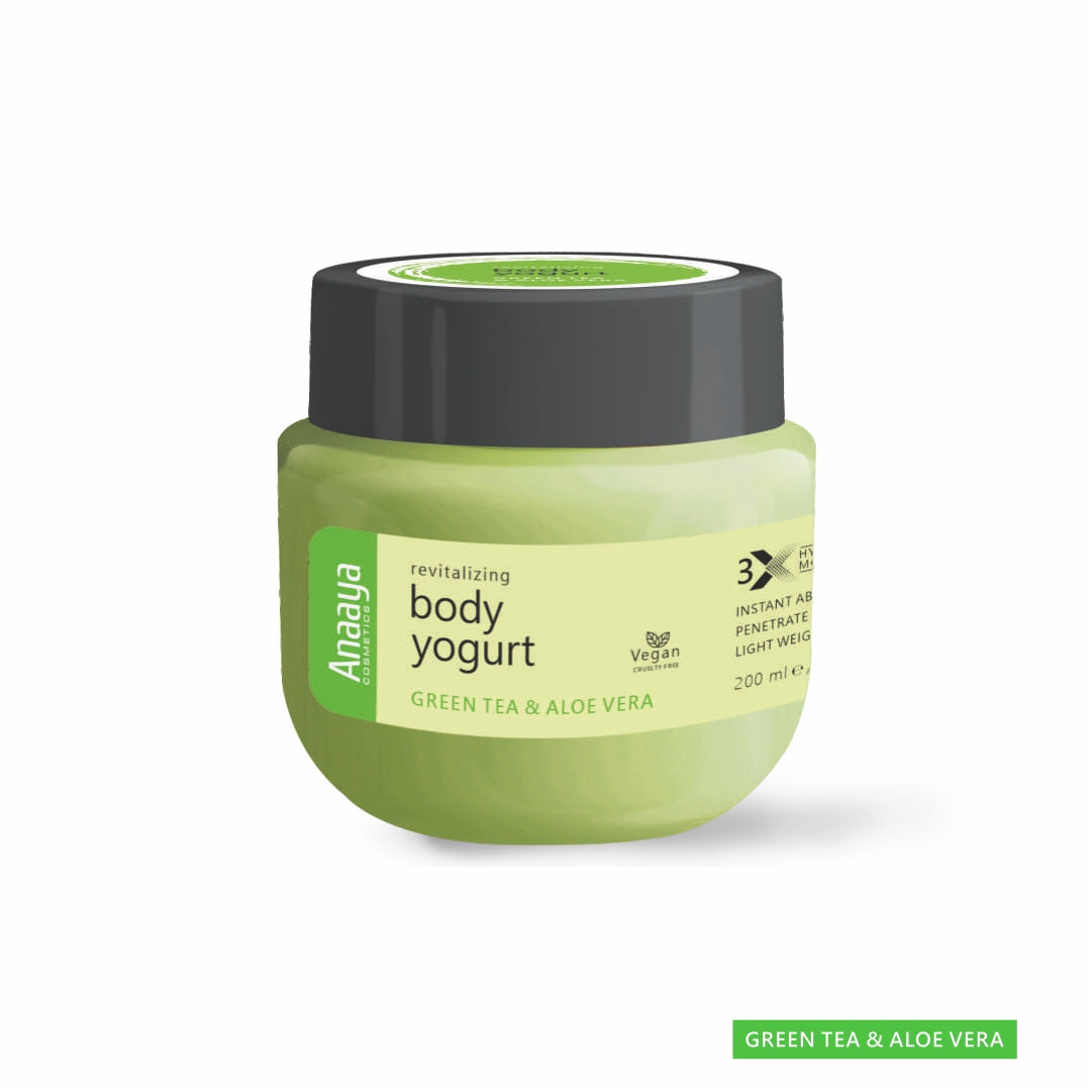 Anaaya Revitalizing Body Yogurt | Green Tea & Aloe Vera | Instant Absorb, Deep Penetrate, Light Weight and Non Sticky 200ml