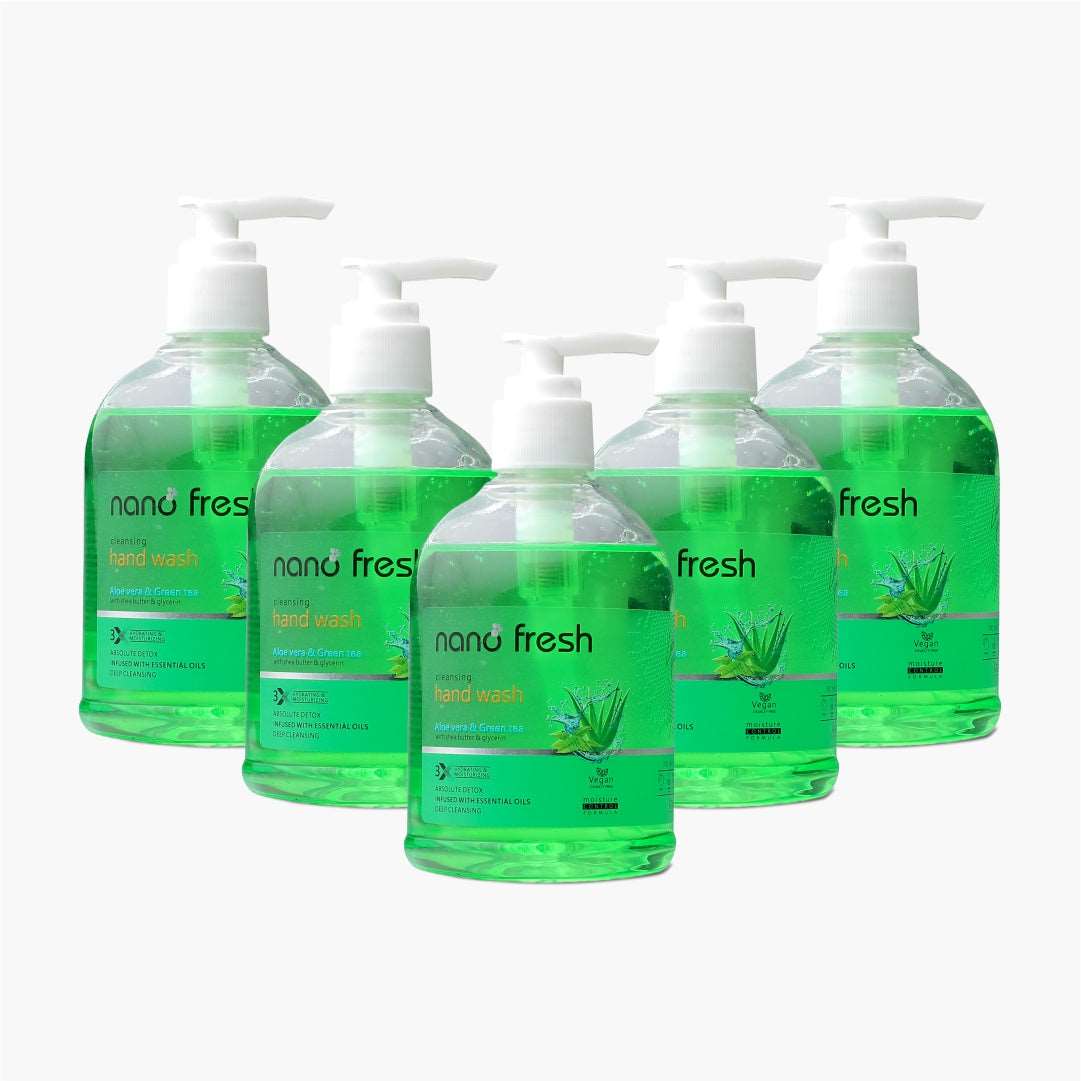 Nano Fresh Cleansing Hand Wash 300ML Pack of 5  | Blended with Shea Butter and Glycerine | Kills 99.9% Harmful Germs