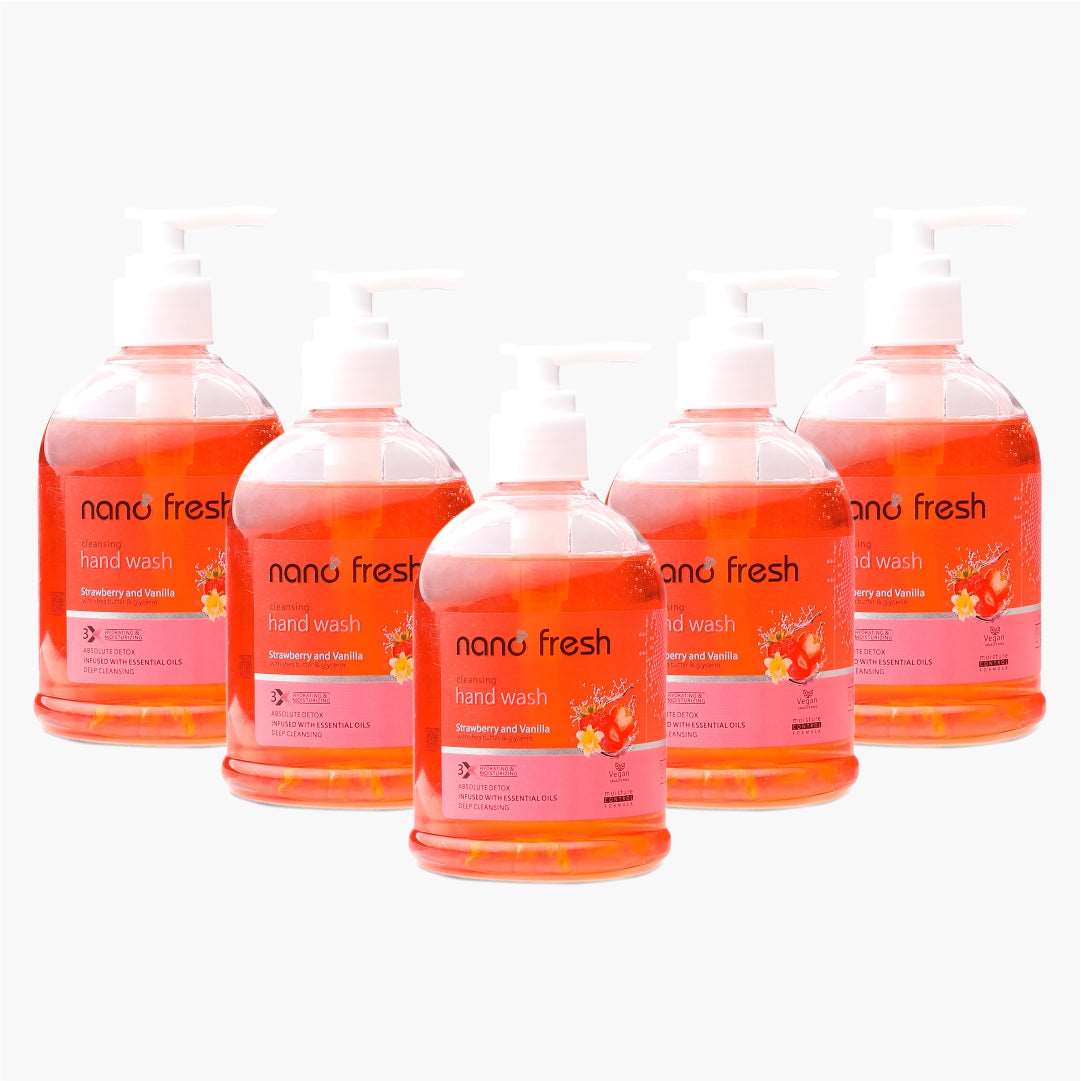 Nano Fresh Cleansing Hand Wash 300ML Pack of 5  | Blended with Shea Butter and Glycerine | Kills 99.9% Harmful Germs