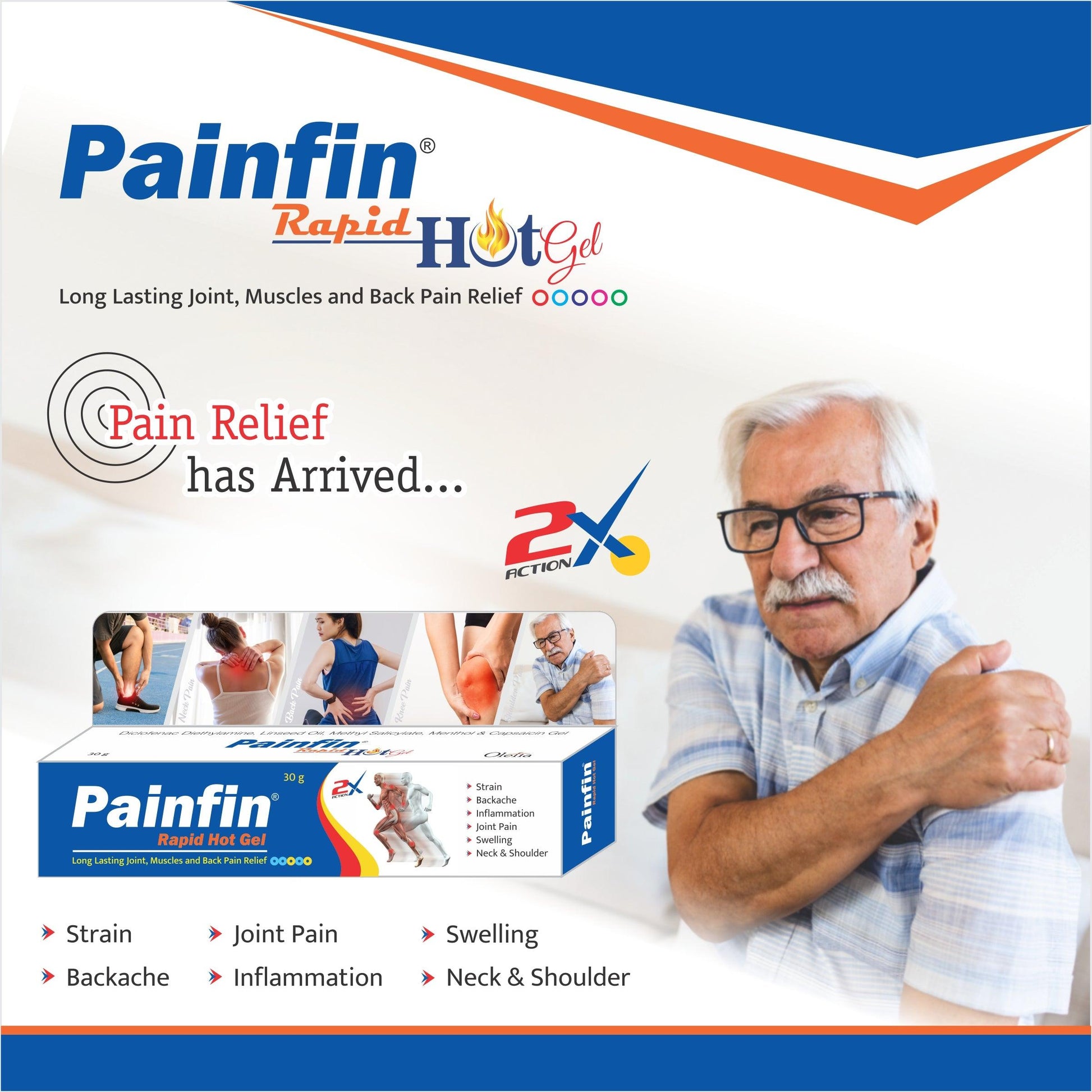 Painfin Rapid Hot Gel 2X Action Pain Relief Specialist Gel - Olefia Biopharma Limited