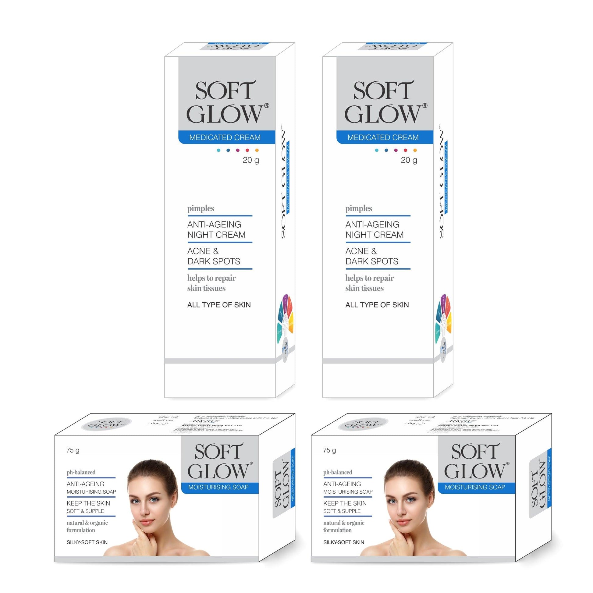 Soft Glow 2 Cream & 2 Soap Combo Pack - Olefia Biopharma Limited