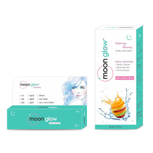 Moon Glow Cream & Pearl Face Wash for Acne, Pimples, Black Spots, Dark Circles, Stretch Marks, Anti-Aging and Fairness (1 Cream + 1 Pearl Face Wash) - Olefia Biopharma Limited