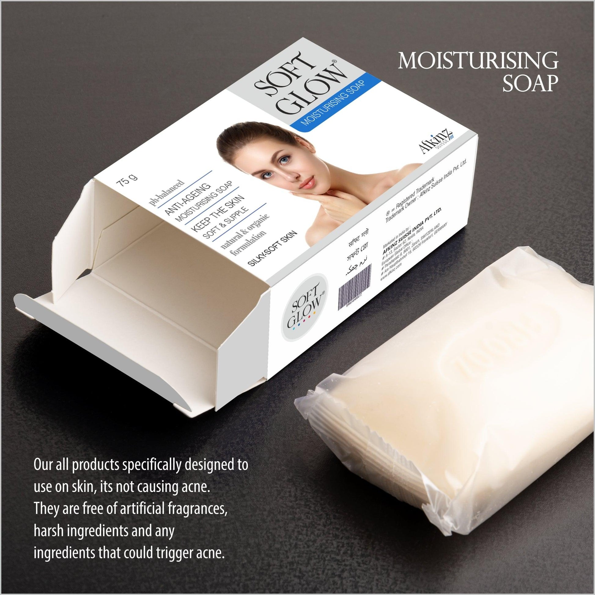 Soft Glow Moisturising Soap for Fairness, Acne, Black Heads, Pimples & Anti-Aging - Olefia Biopharma Limited