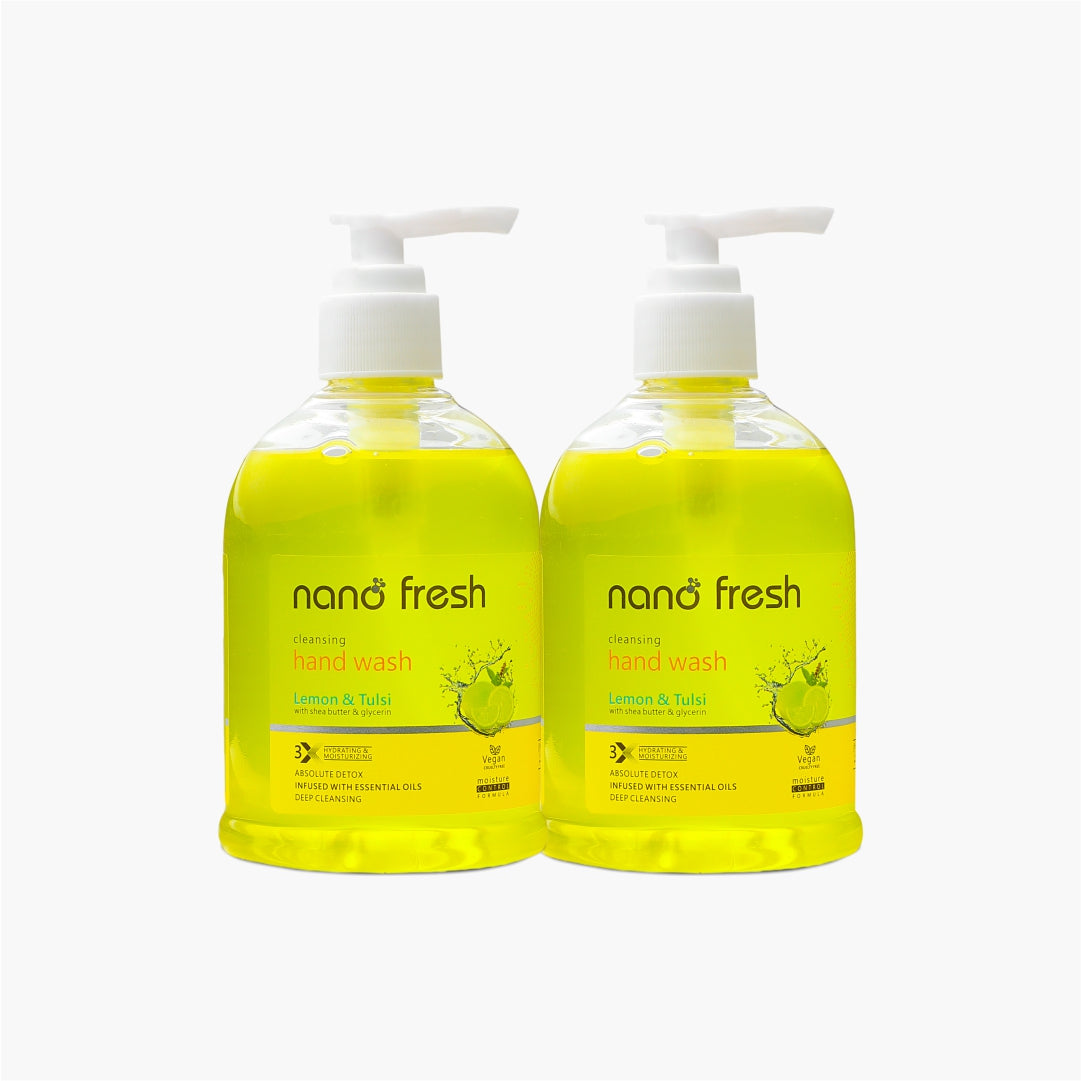 Nano Fresh Lemon and Tulsi Cleansing Hand Wash combo 300ml | Blended with Shea Butter and Glycerine | Kills 99.9% Harmful Germs
