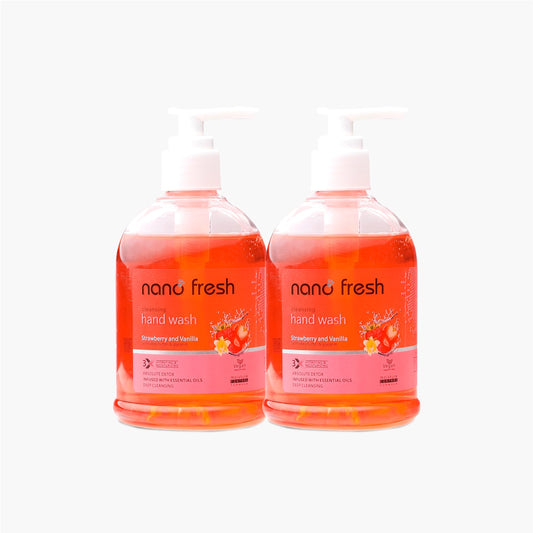 Nano Fresh Strawberry and Vanila Cleansing hand wash 300ML  | Blended with Shea Butter and Glycerine | Kills 99.9% Harmful Germs