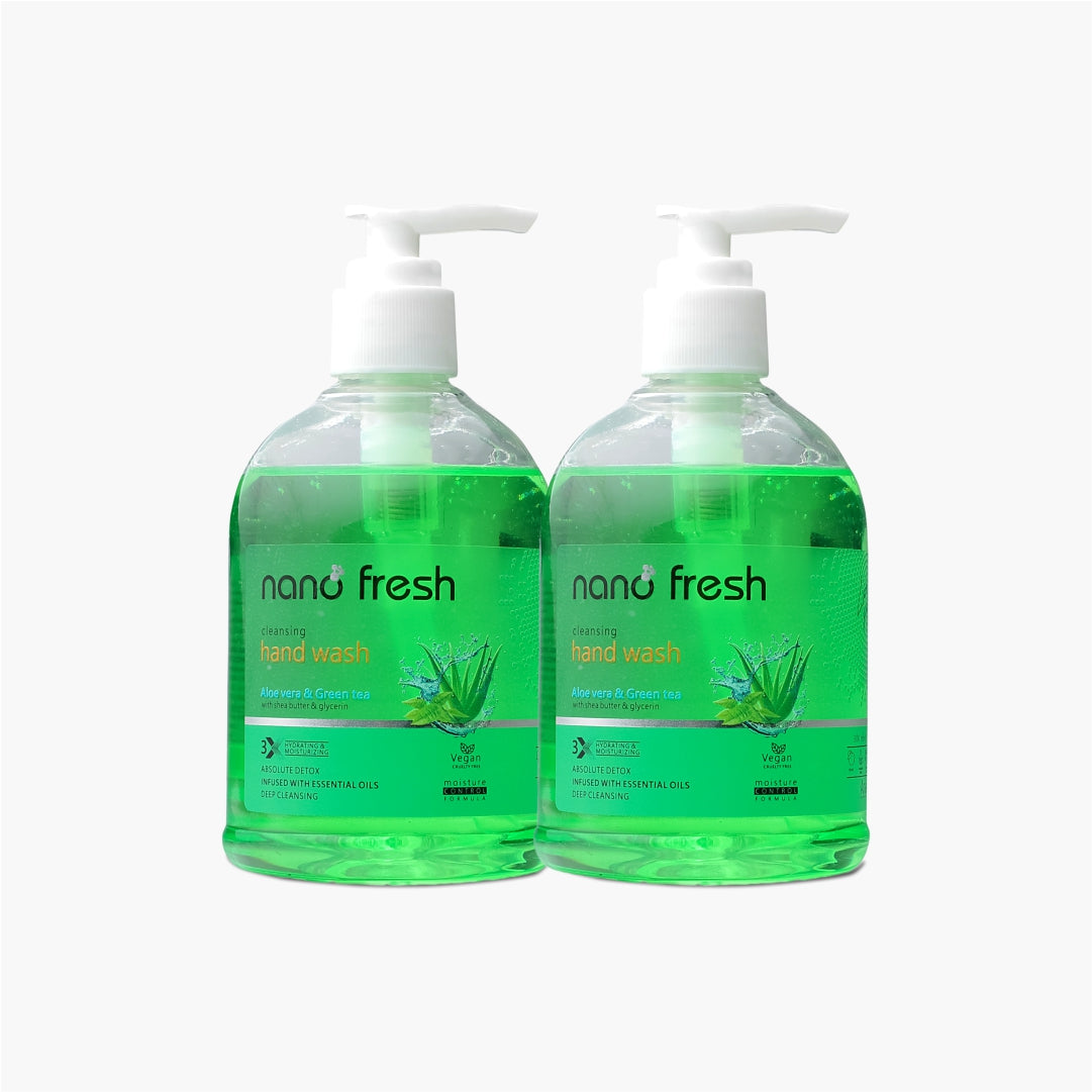 Nano Fresh Green Tea and Aloe vera Cleansing hand wash 300ML | Blended with Shea Butter and Glycerine | Kills 99.9% Harmful Germs