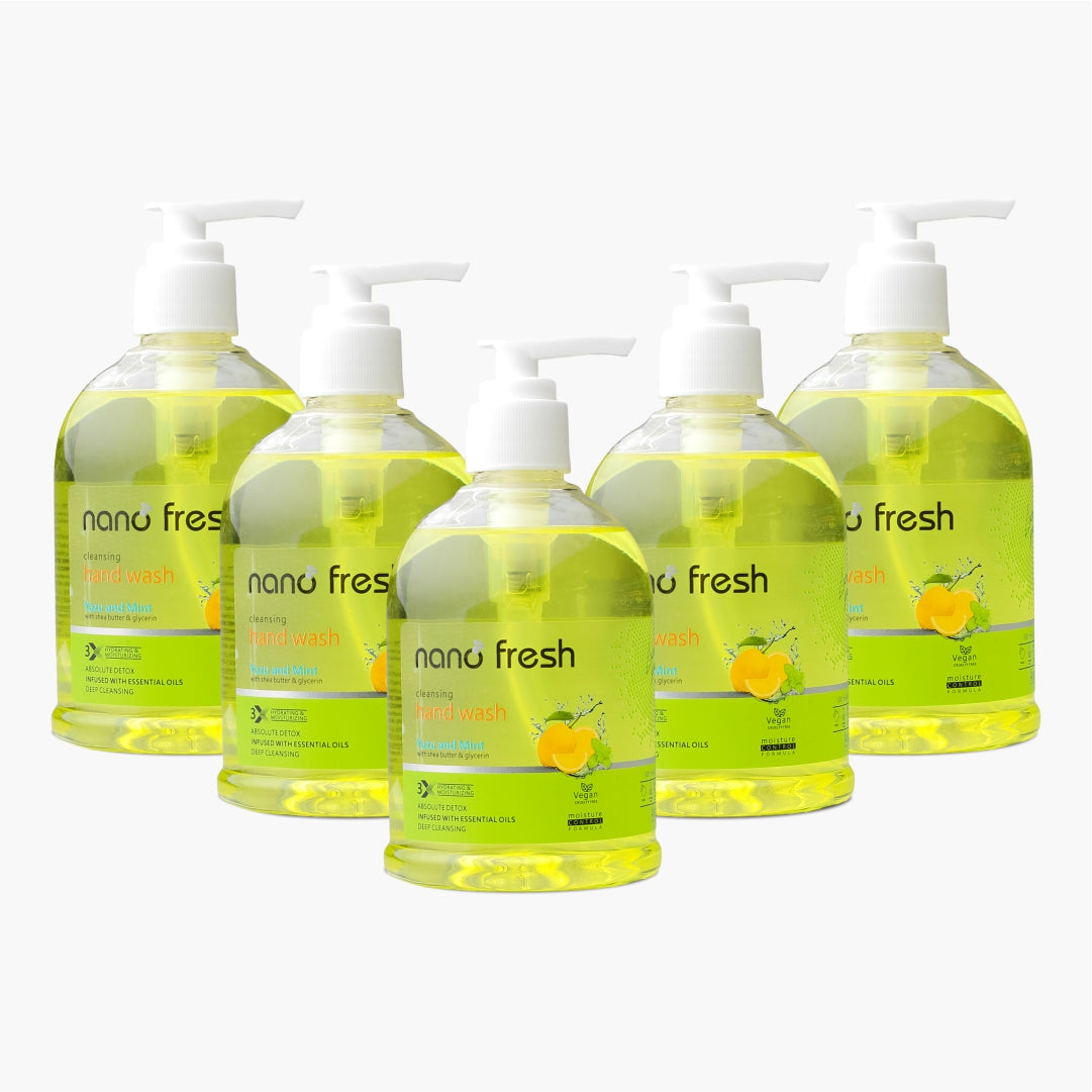 Nano Fresh Cleansing Hand Wash 300ML Pack of 5  | Blended with Shea Butter and Glycerine | Kills 99.9% Harmful Germs