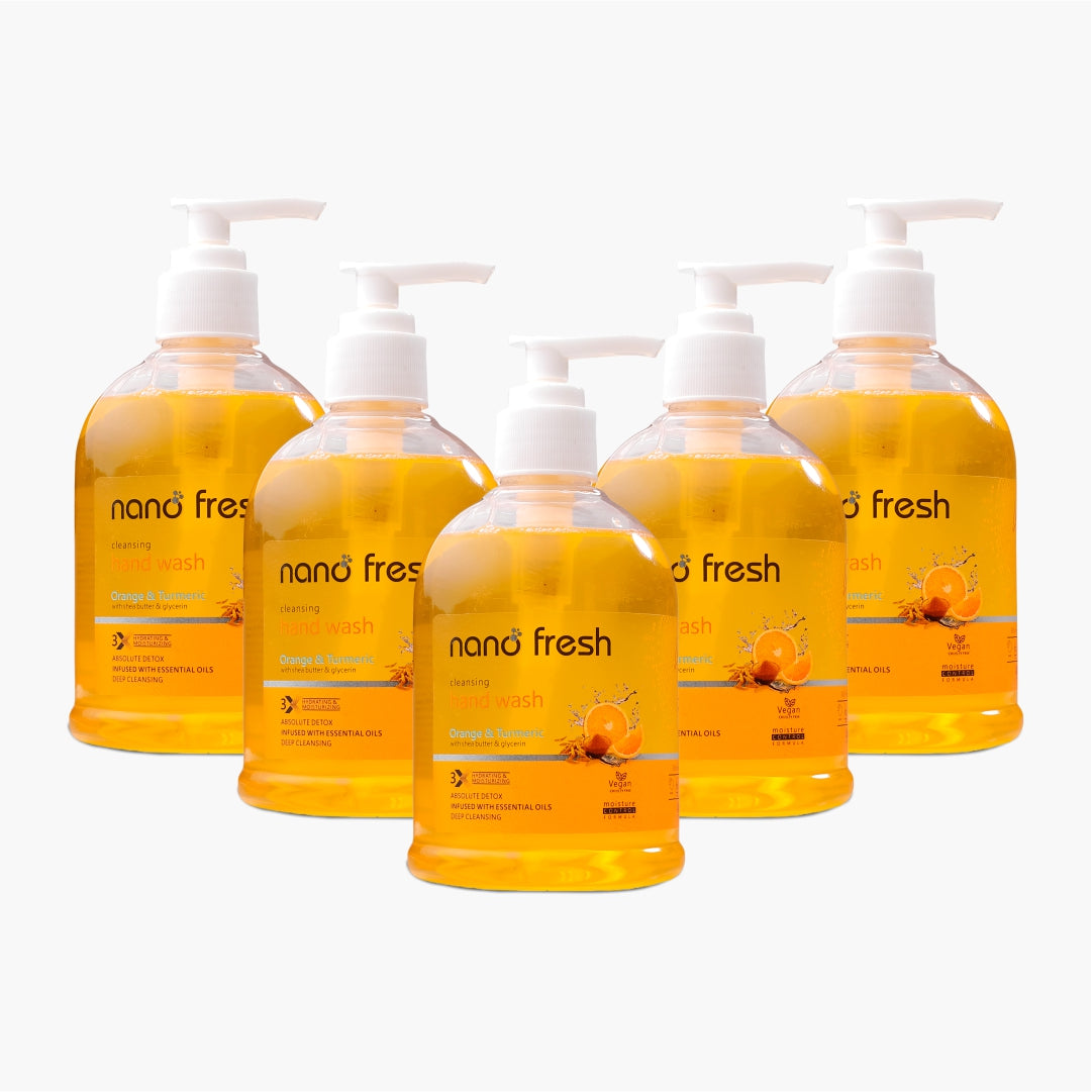 Nano Fresh Cleansing Hand Wash 300ML Pack of 5  | Blended with Shea Butter and Glycerine | Kills 99.9% Harmful Germs